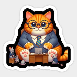 Winsome Feline Supervisor Sticker